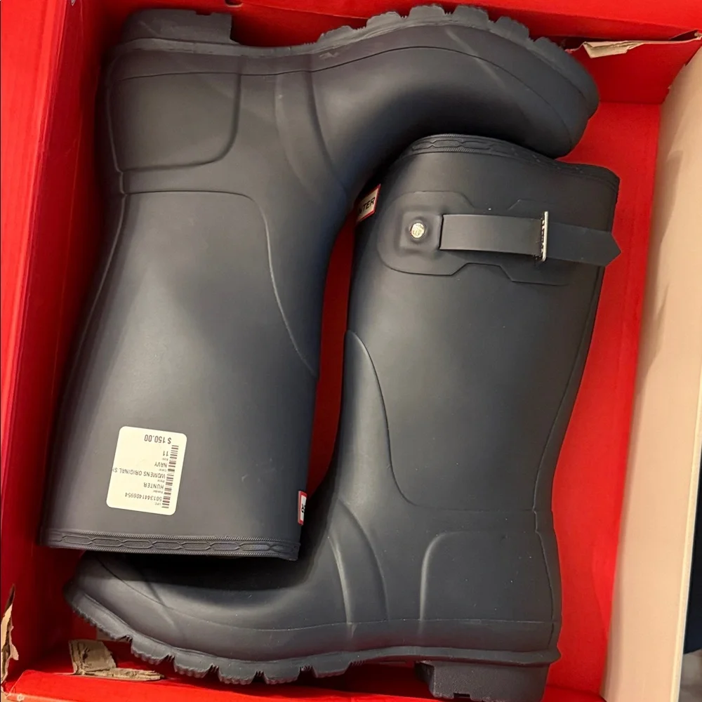 NWT Hunter Women’s Original Short Boots in Navy - Picture 1 of 5